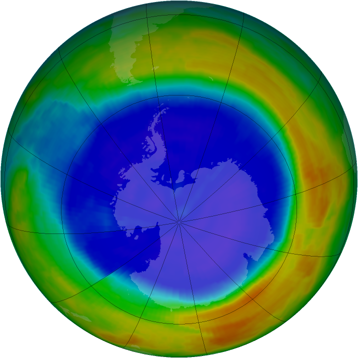 Antarctic ozone map for 06 September 1996